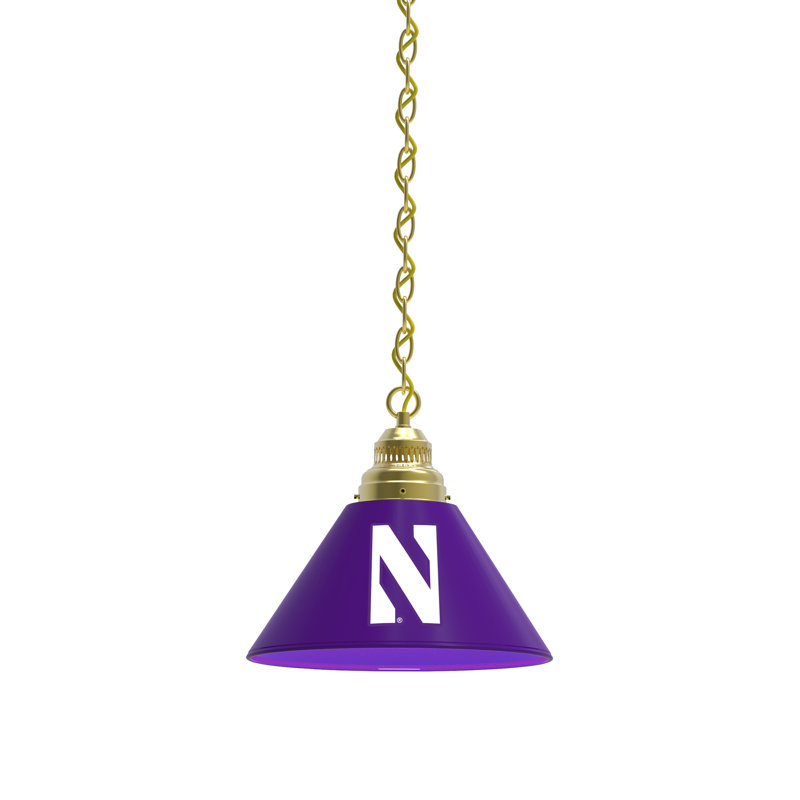 1 - Light Single Pendant, Brass, Northwestern Wildcats