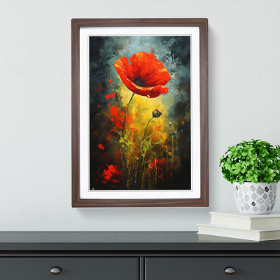 XYZ-FRM-V1223-5302 Poppy Flower Modern 1 Piece Single Picture Frame Wall Art