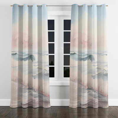 Cyris Beige Pink Minimalism Tranquil Whispers II - Nautical Grommet Curtain - Velvet Room Darkening - 1 Panel