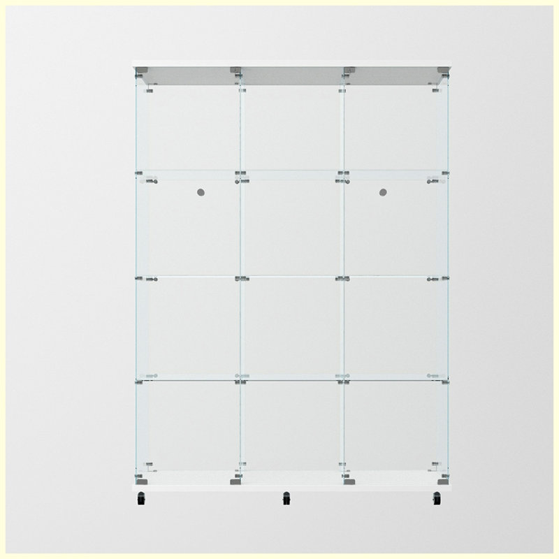 Modern Tempered glass display cabinet with Bluetooth LED light strip, White