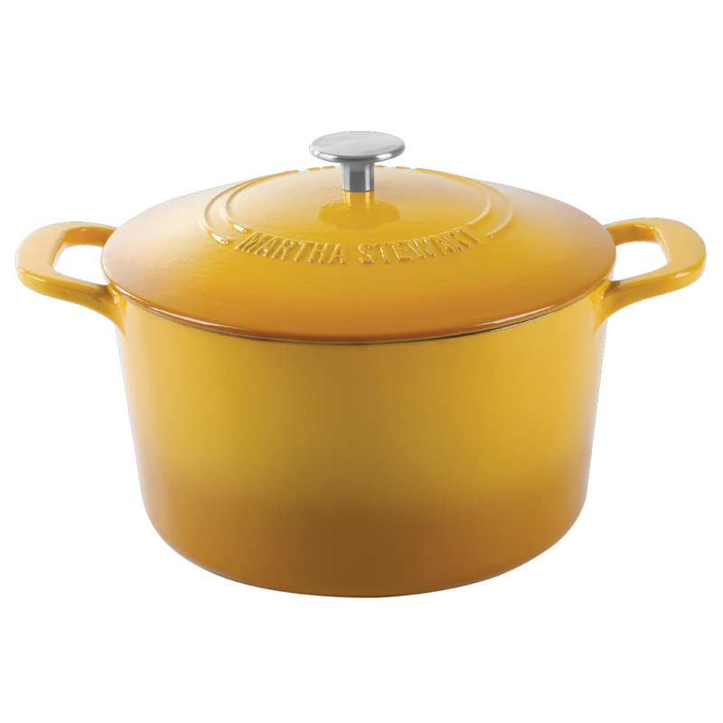 Martha Stewart Gatwick 7 qt. Cast Iron Round Dutch Oven with Lid, Yellow