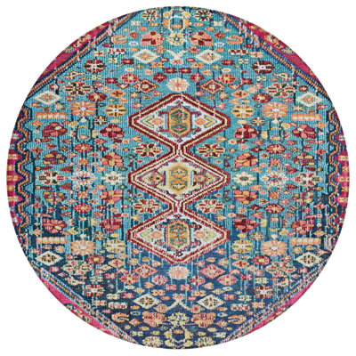 Machine Washable Indoor/Outdoor Xhevrie Teal Rug