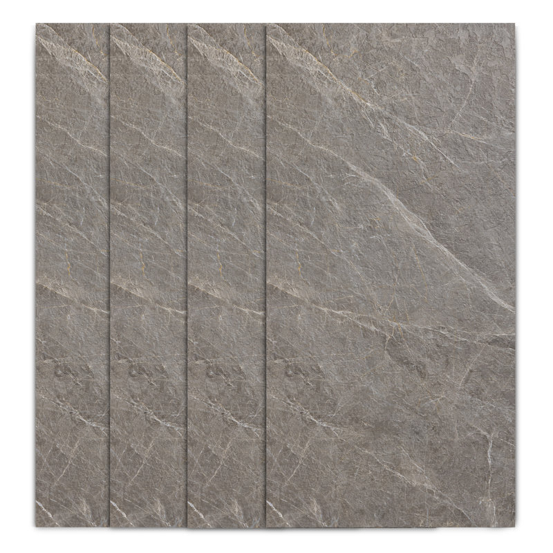 Panneau mural gris foncé Falkirk Irvine II 23,6 po x 47,2 po SPC (paquet de 4), Gris foncé
