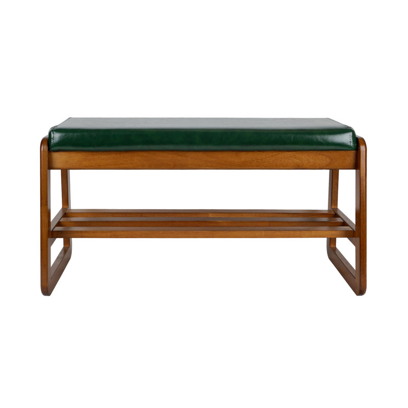 Banc de rangement en similicuir, Vert, H 16,54 po x l 31,5 po x P 14,17 po