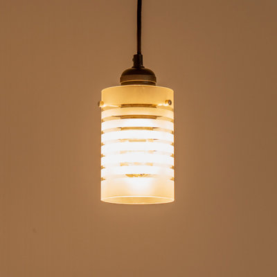 15cm H Glass Drum Lamp Shade ( Slip-On ) in Clear