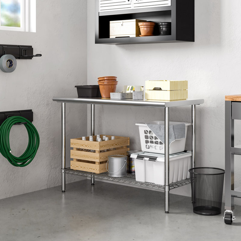 Commercial Stainless Steel Work Table with Chrome Frame