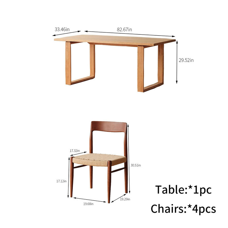 Cherry Wood Dining Table And Chair Set 4 - Person Solid Wood Solid Wood Top Double Pedestal Dining Set
