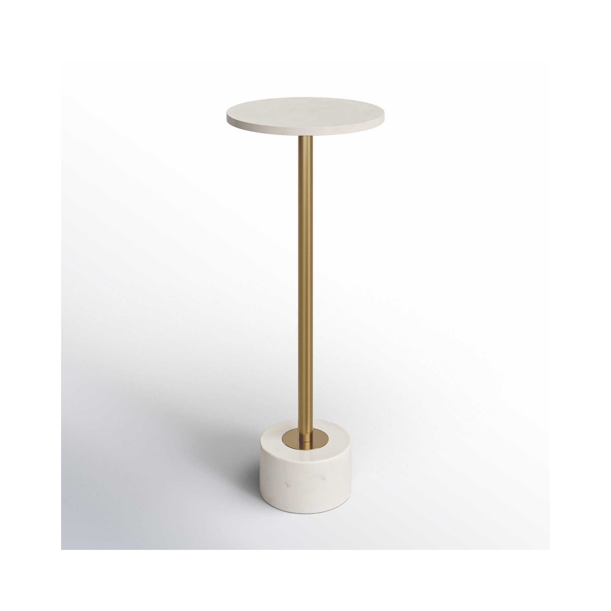 Layla Iron Marble Accent Table, White/Gold