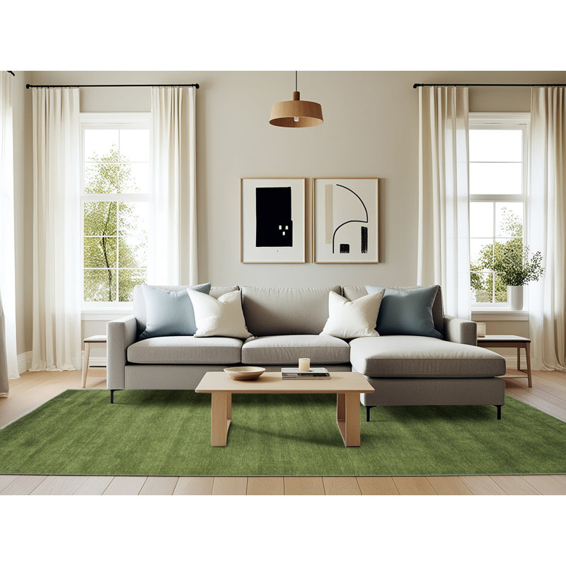 Tapis contemporain vert foncé, Rectangle 6 pi x 9 pi