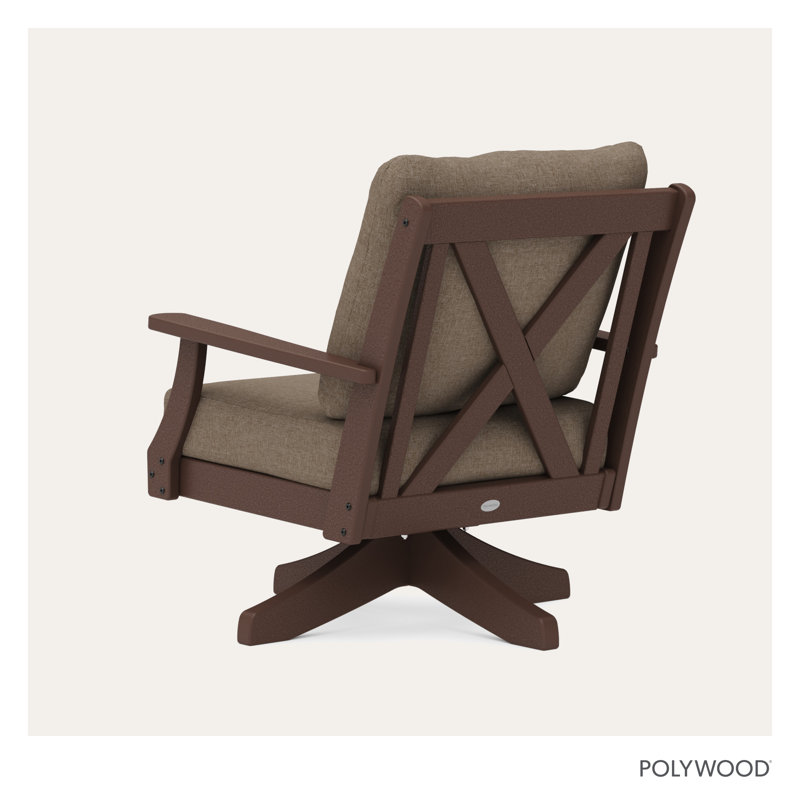 Braxton Deep Seating Swivel Chair, Spiced Brown, Dark Beige