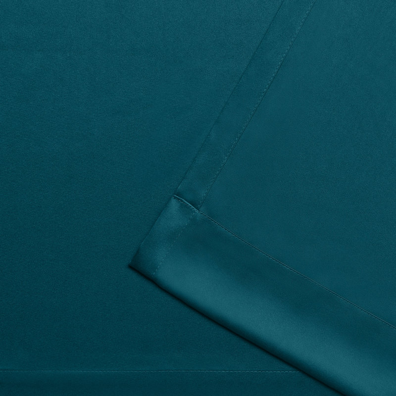 Kennith Sateen Room Darkening Curtain Pair, 52" W x 63" L, Sapphire Teal