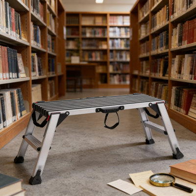 Plateforme de travail pliante en aluminium robuste, échelle de tabouret à cloisons sèches d'une capacité de 660 lb avec pieds antidérapants, banc de travail portable pour la peinture, le nettoyage, le lavage de véhicules et la décoration intérieure