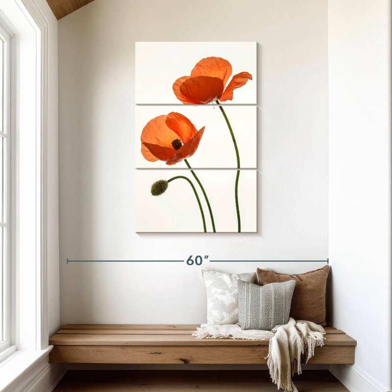 Fleurs de pavot orange, H 45 po x l 28 po