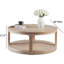 Table basse de style transitionnel avec tablette inférieure et roulettes pour le salon, finition naturelle-133665078