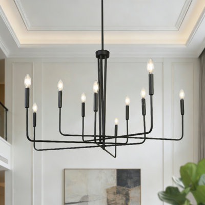 10 - Light 43.3"W Oversized Dimmable Geometric Chandelier