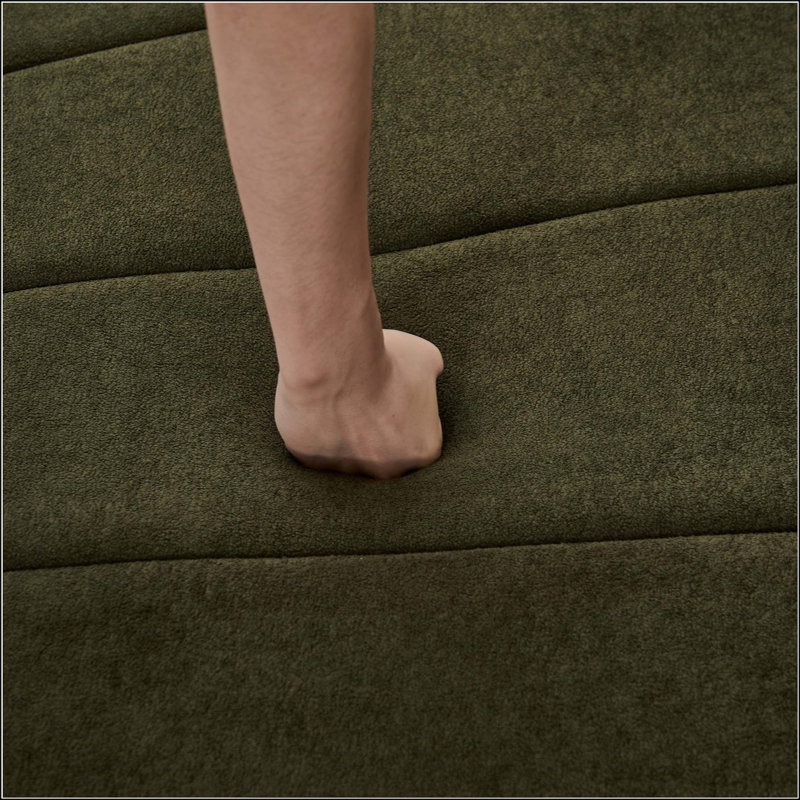 Canapé modulaire courbé Chenille, Vert