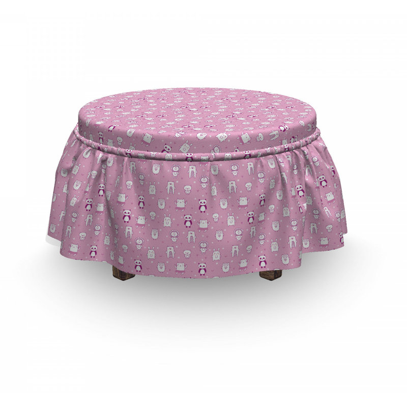 Housse pour repose-pieds rose animaux amusants