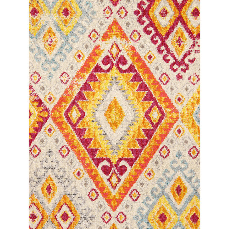 Tapis beige / rouge / jaune Aldora Southwestern, Rectangle 2 pi x 3 pi