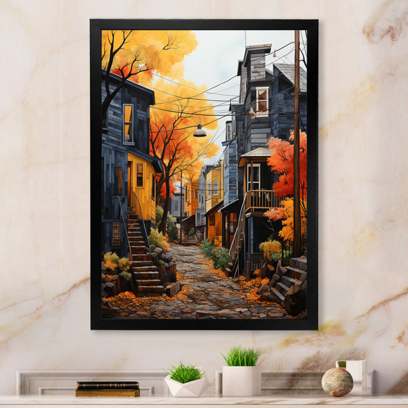 «Herbertson Cityscape Alleyway Patchwork III», reproduction d'art sur toile, Cadre photo noir, H 32 po x l 24 po x P 1 po