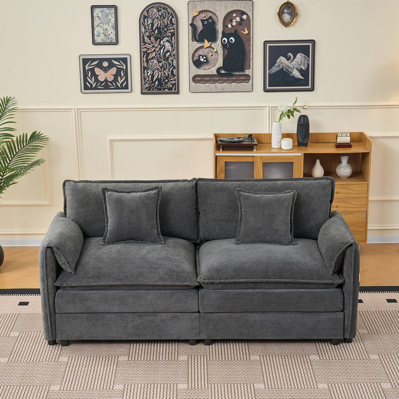 Canapé surdimensionné en chenille surdimensionné, petit canapé 2 places surdimensionné, causeuse moderne et confortable pour salon, chambre à coucher, bureau, combinaison de bricolage