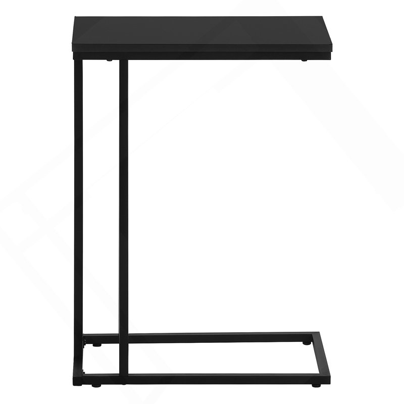 Table d'appoint, en forme de C, bout, côté, collation, stratifié noir, métal noir, contemporain, moderne