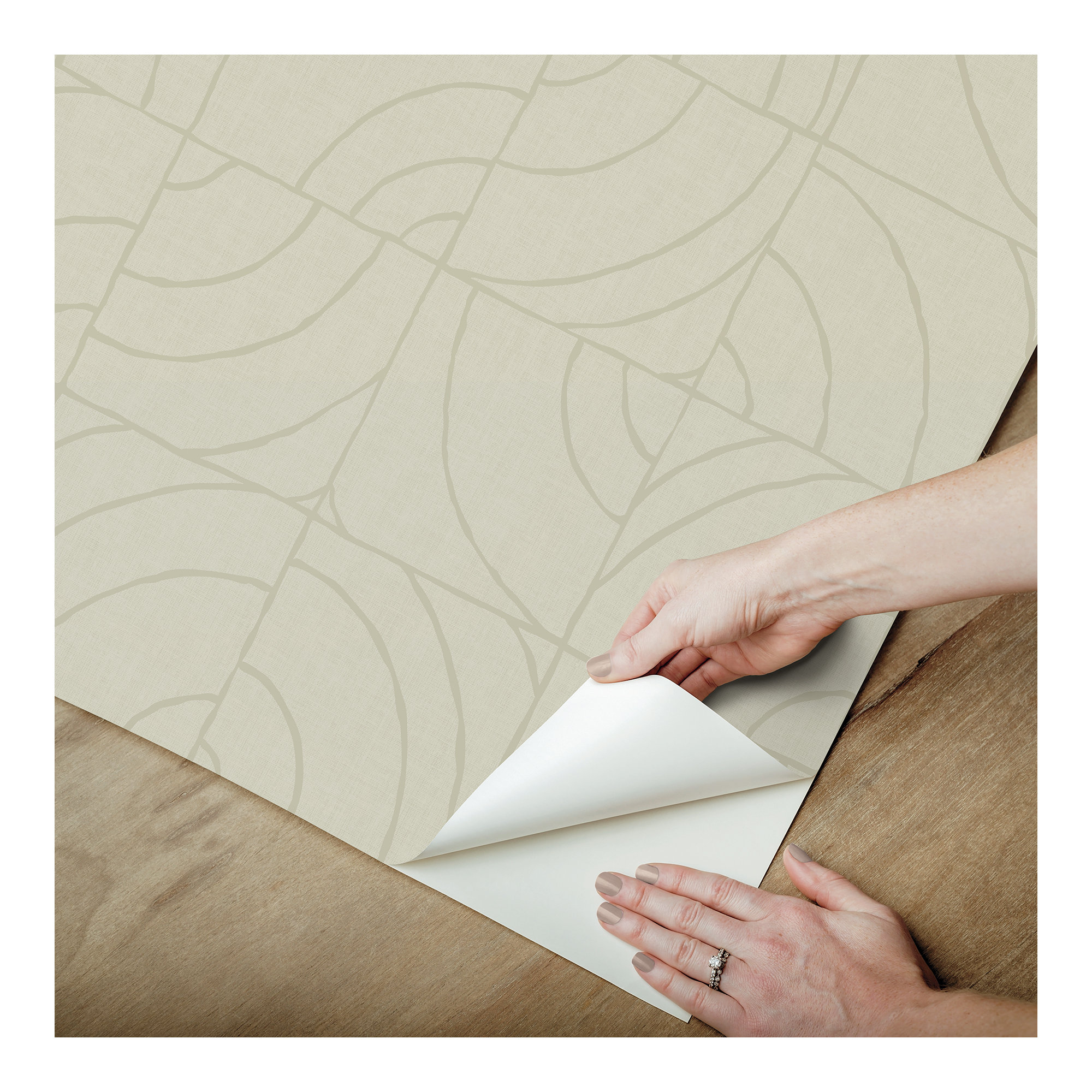 Adalard Peel & Stick Geometric Wallpaper, Taupe