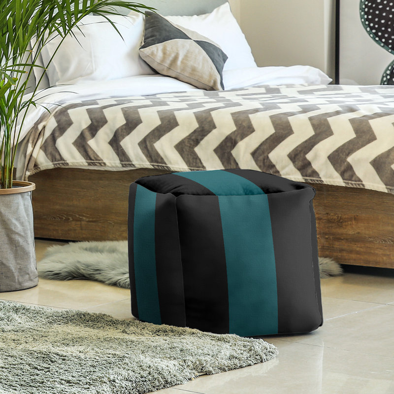 Repose-pieds cubique Tennessee, H 13 po x l 13 po x P 13 po, Vert turquoise / noir jet