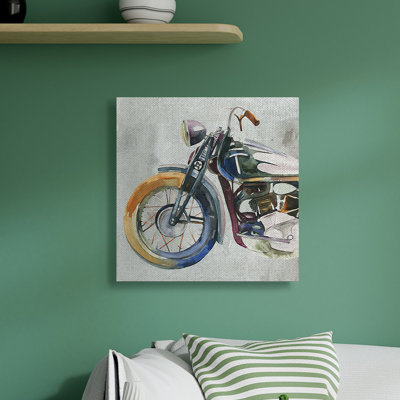 " Motorcycle Chopper Bike Expressive Watercolor Tones " Graphic Art Print