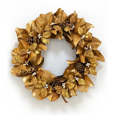 GOLDEN MAGNOLIA LEAF WREATH