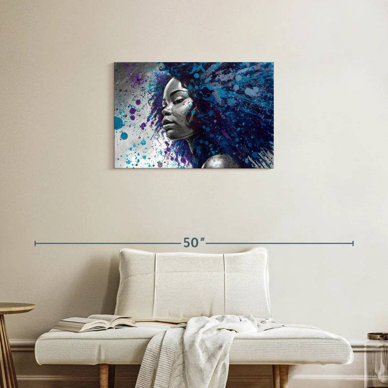 Splashy bleu Afro, H 20 po x l 30 po