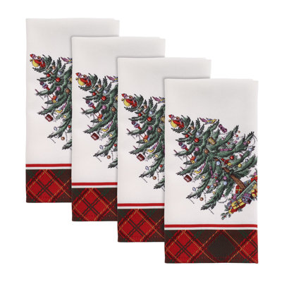 Christmas Tree Tartan 4 Piece Napkin Set