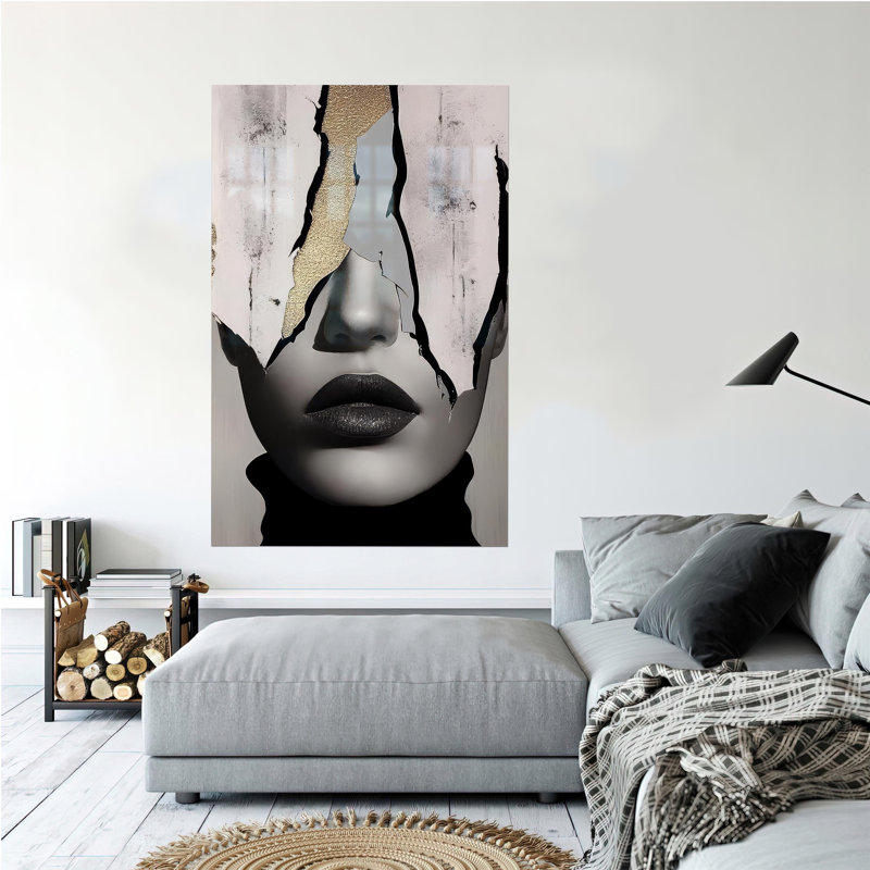 Décoration murale élégante et moderne avec impression abstraite de femme en verre trempé, cadeau parfait pour bébé fille