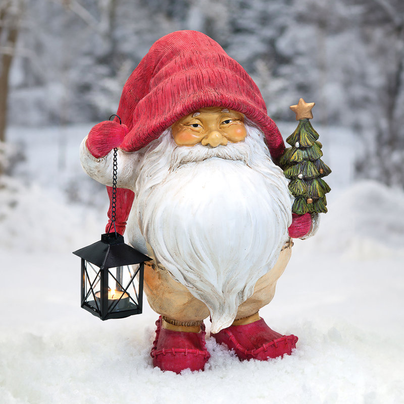 Éclairage avec statue de gnome des Fêtes