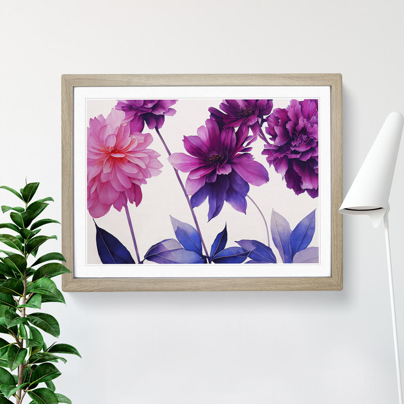 XH1022-635X An Extravagant Watercolour Flowers - Single Picture Frame Print, 34cm H x 46cm W x 2cm D, Black