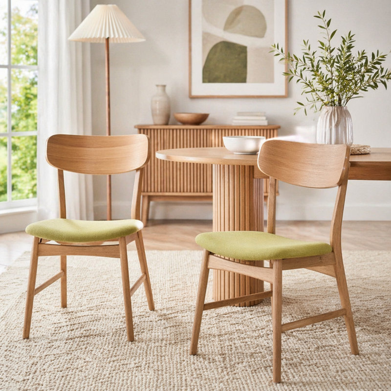 Ensemble de 2 chaises de salle à manger polyvalentes avec tissu résistant aux taches, Vert, Vert