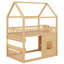 Structure de lit en bois de style maison de jeu avec tablette DEL pour enfants-1114096536