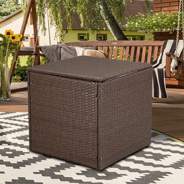 Forest Home 73 Gallon Patio Water Resistant Wicker Deck Box in Brown SVP007