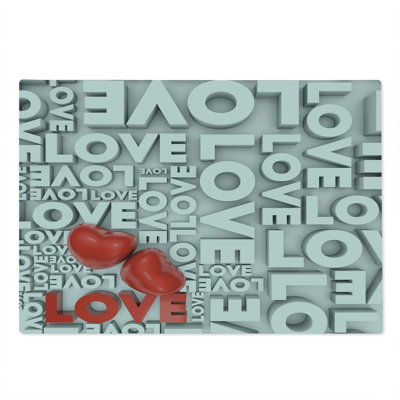 Ambesonne Love Cutting Board Large Size Valentines Romance Art Grey Red White