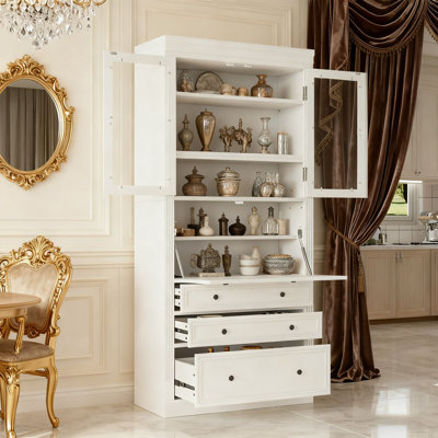 78inch Freestanding Kitchen Pantry Storage Cabinet,Multifunctional Cupboard with 3 Drawers,Adjustable Shelves and Power Outlet