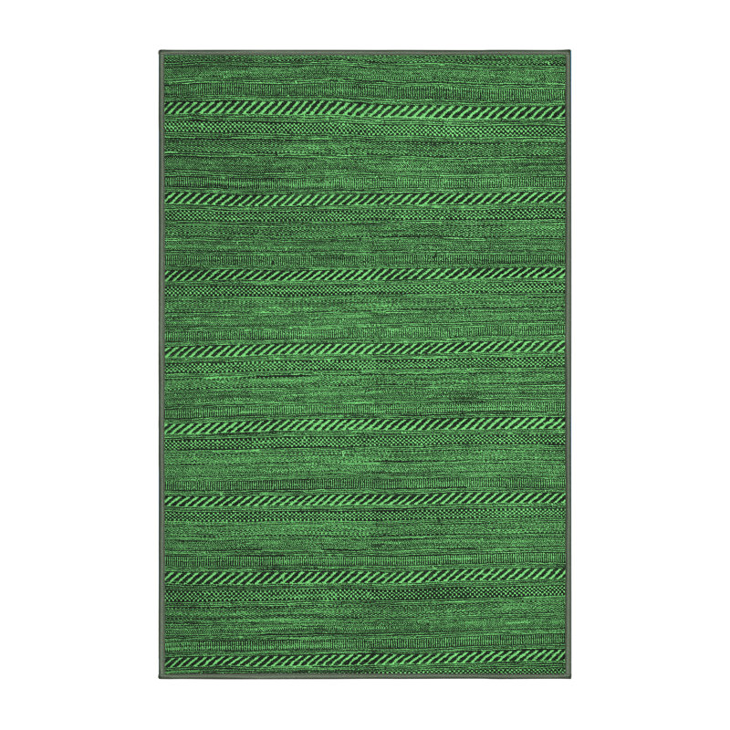Tapis lavables à la machine à motif abstrait vert émeraude 5476, Rectangle 7 pi x 9 pi