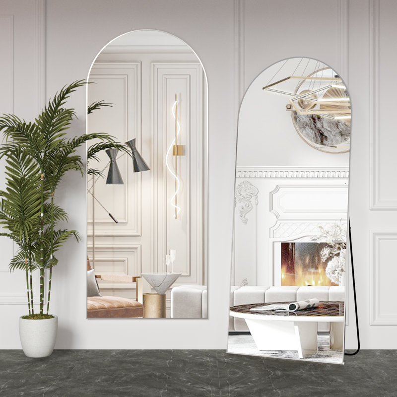 Carlyann Aluminium Framed Freestanding Full Length Mirror, Silver, 163 cm H × 62 cm W