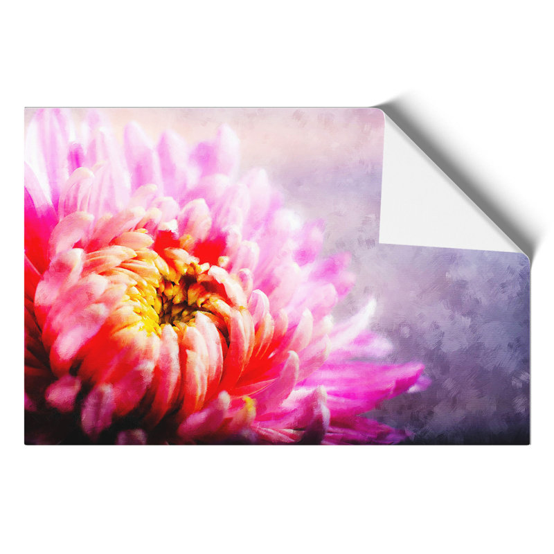 Pink Chrysanthemum Flower Painting - Frameless Print, 42cm H x 59cm W x 0.1cm D