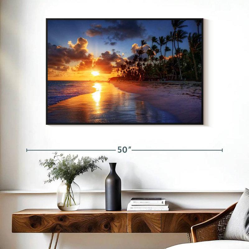Le matin à Cancun Tommen, Cadre flottant noir, 40 po x 27 po