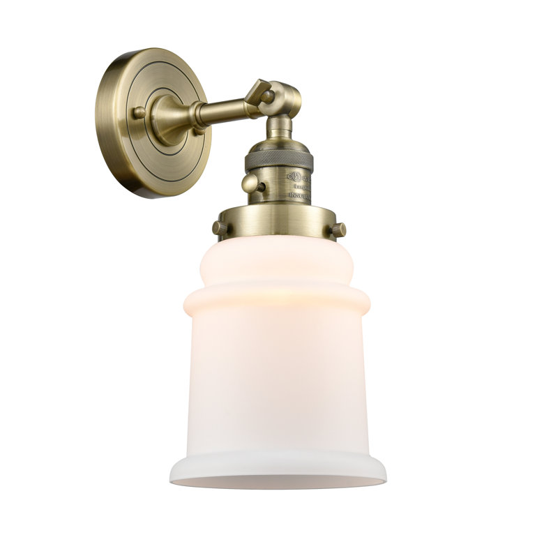 Galaviz Armed Sconce, 60 Watt Vintage Incandescent Bulb, Antique Brass, Matte White Cased