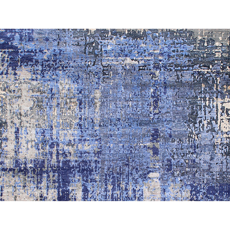 Hand Knotted Abstract Area Rug in Navy, Rectangle 2' x 3'