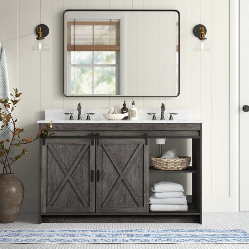 Ensemble de meuble-lavabo double 54 po Jillian, Gris anthracite