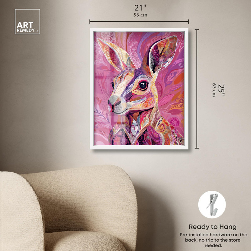 «Vibrant Marsupial Shadowbox» par Art Remedy, H 25 po x l 21 po, Blanc