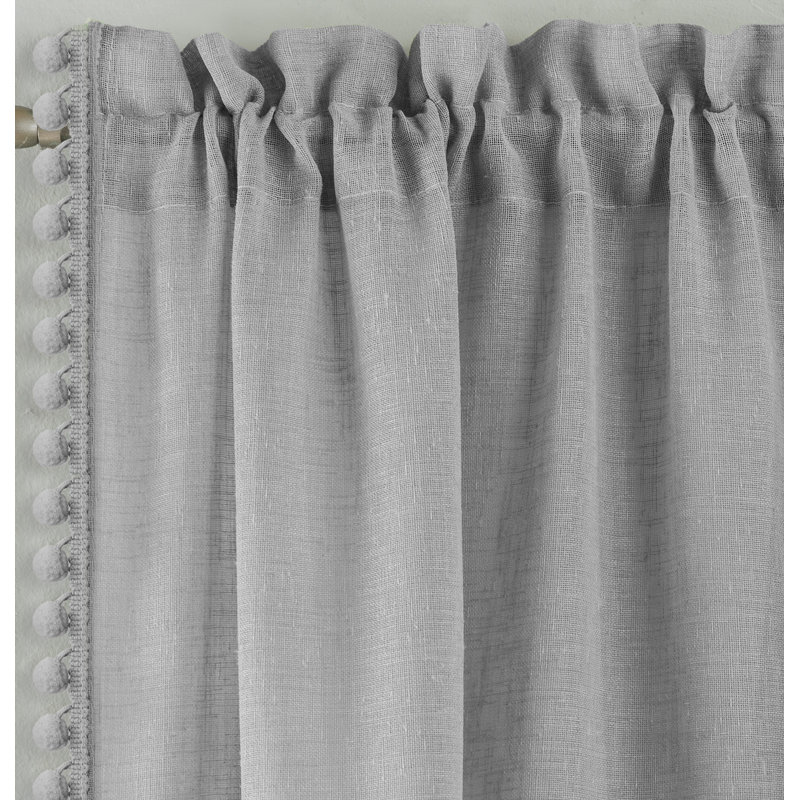 Duncansville Polyester Sheer Rod Pocket Curtain Pair, Grey, 140cm Width x 122cm Drop