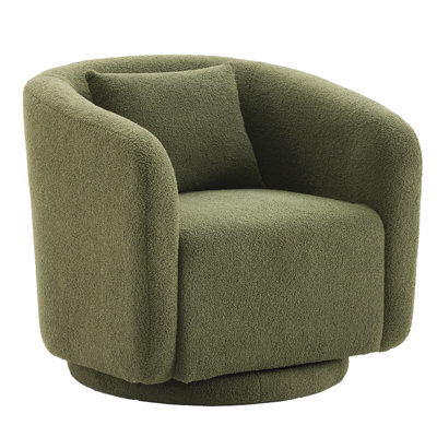 Boucle Polyester Upholstered Swivel Armchair by Latitude Run