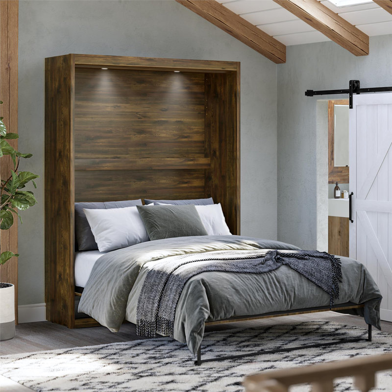 Elwina Full Murphy Wall Bed, Rustic, Full